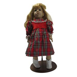 19" Ashley Syndee's Crafts Doll - Red Checkered Christmas Dress